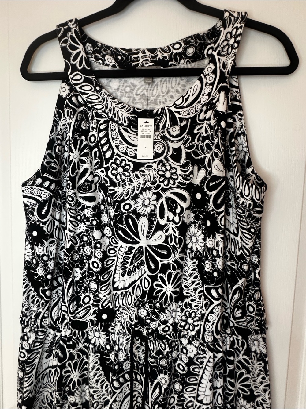 Talbots Black & White Floral-Print Sleeveless Maxi Dress - Picture 8 of 9